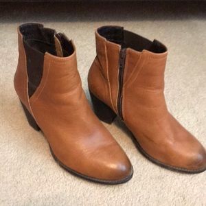 Brown leather booties
